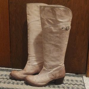 FRYE 77594 Jane Tall Cuff Green Leather Boots